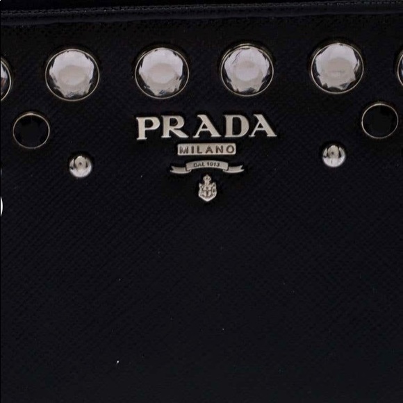 Prada Black Crystal Embellished Zip Around Wallet - Picture 12 of 15